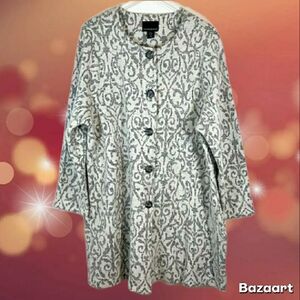 Cynthia Rowley, Coat / Heavy Sweater, Gray & White, size, 2X